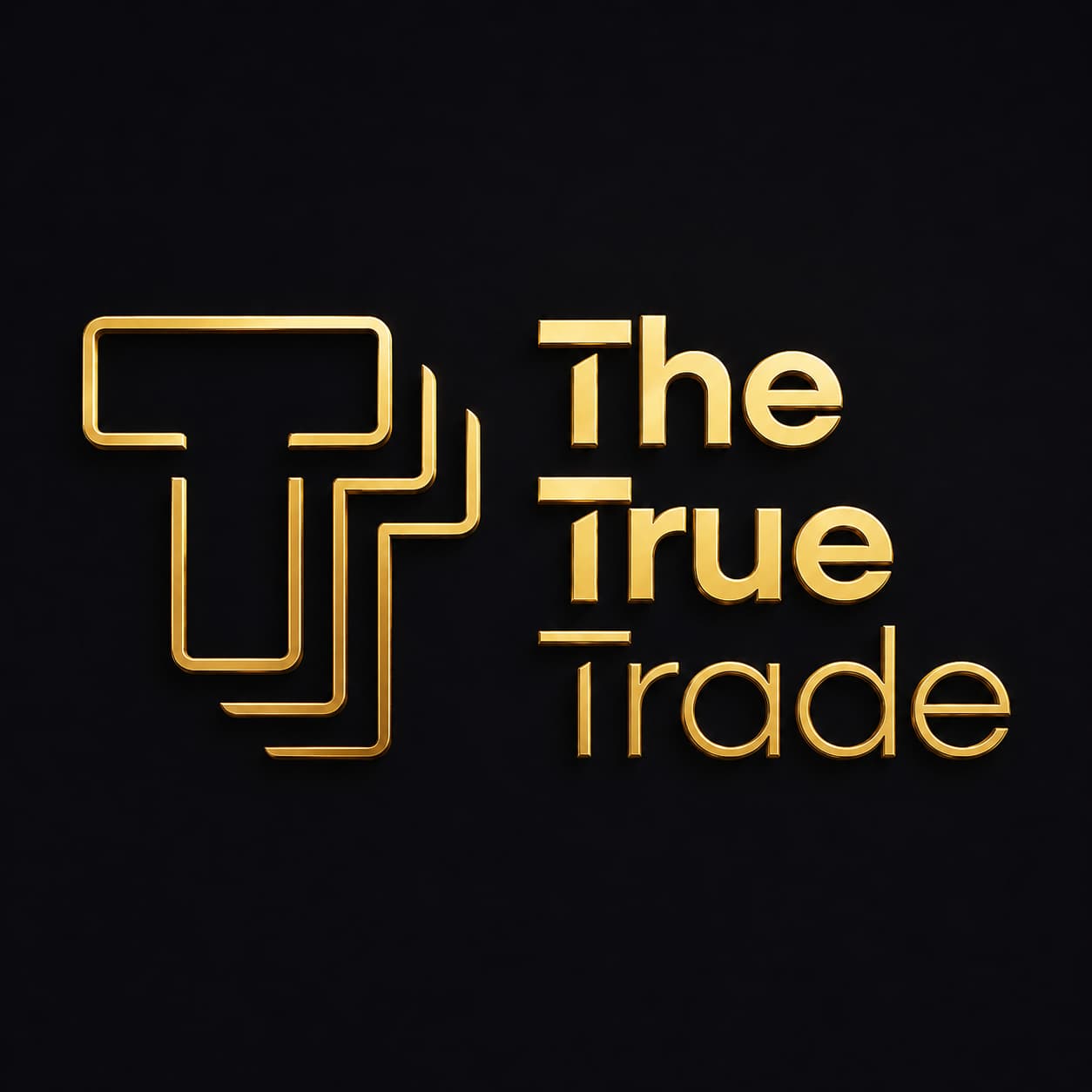  The True Trade luxury gold logo on a black background representing professional trading and financial success.  